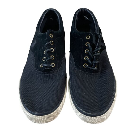 Polo Ralph Lauren Men's Vaughn Saddle Shoes Size Size 12 D Black Canvas & Suede - Picture 2 of 6